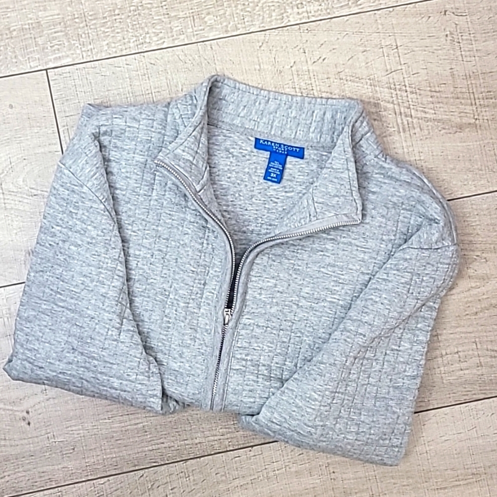 Karen Scott Sport Full Zip Quilted Sweater